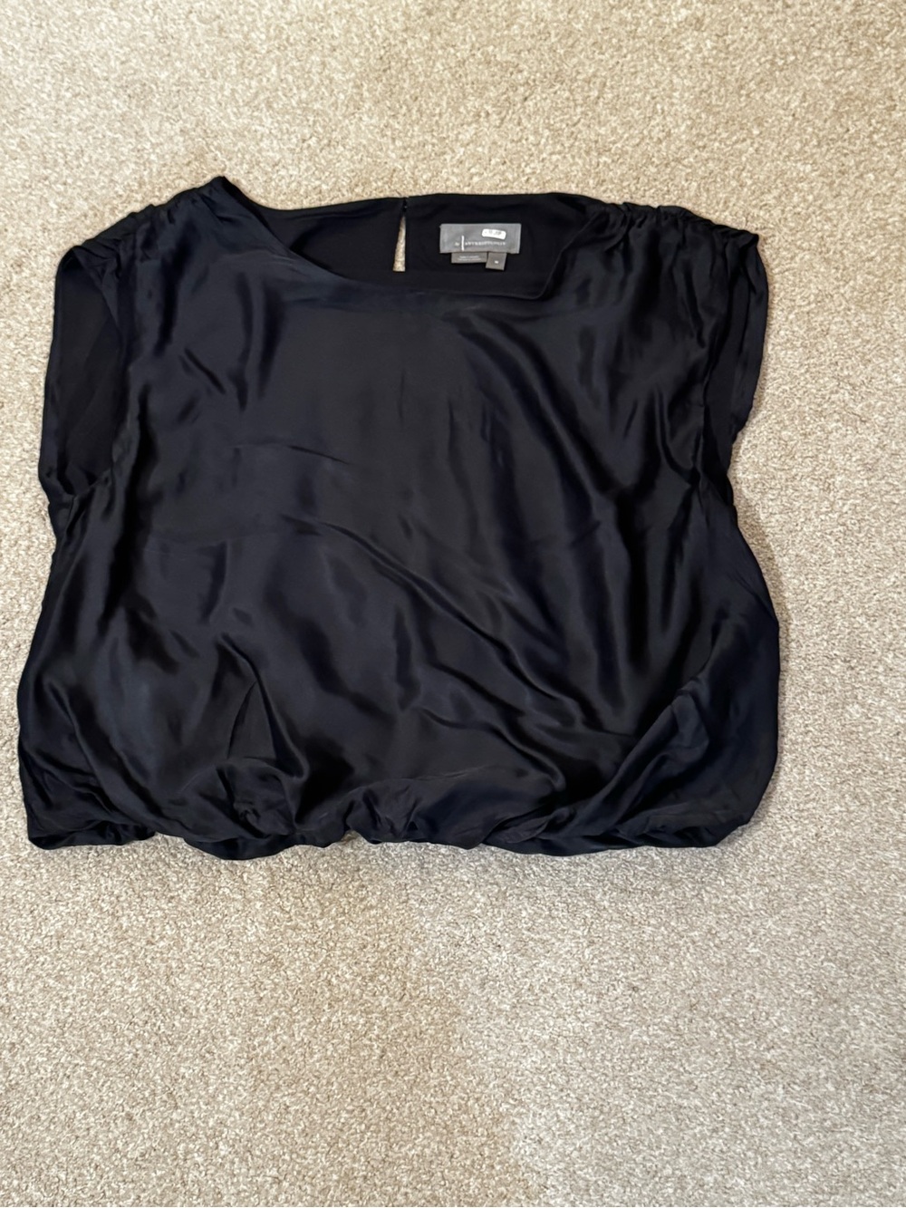 Anthropologie Black Satin Blouson Top
